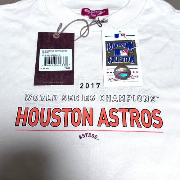 Rare Mitchell Ness Houston Astros 2017 World Series Champs T Shirt Women Sm NWT - Picture 8 of 12